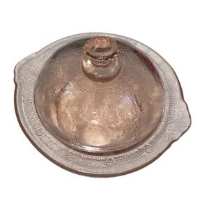 Vintage Jennifer Miniatures Pink MOSSER (OHIO) Glass Butter Dish with Lid